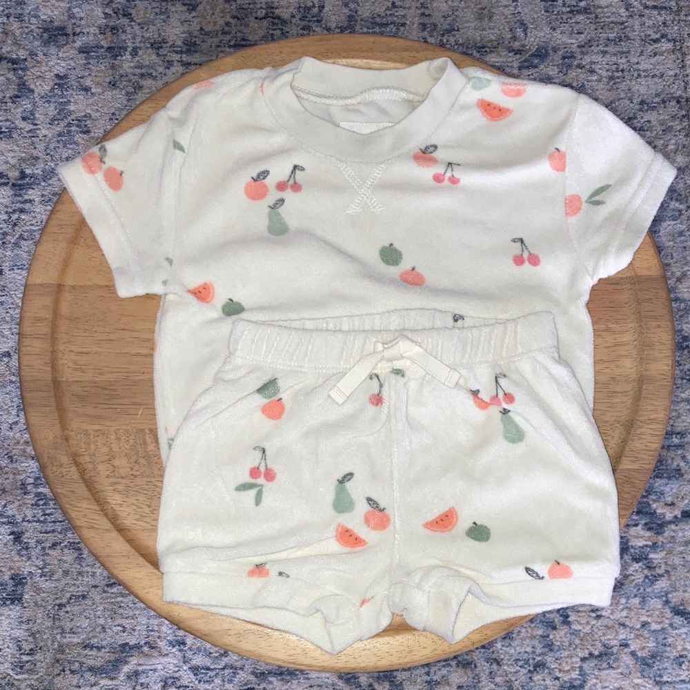 #106. Carter’s - Little Planet - Terry Cloth Baby Fruit Print Short Set